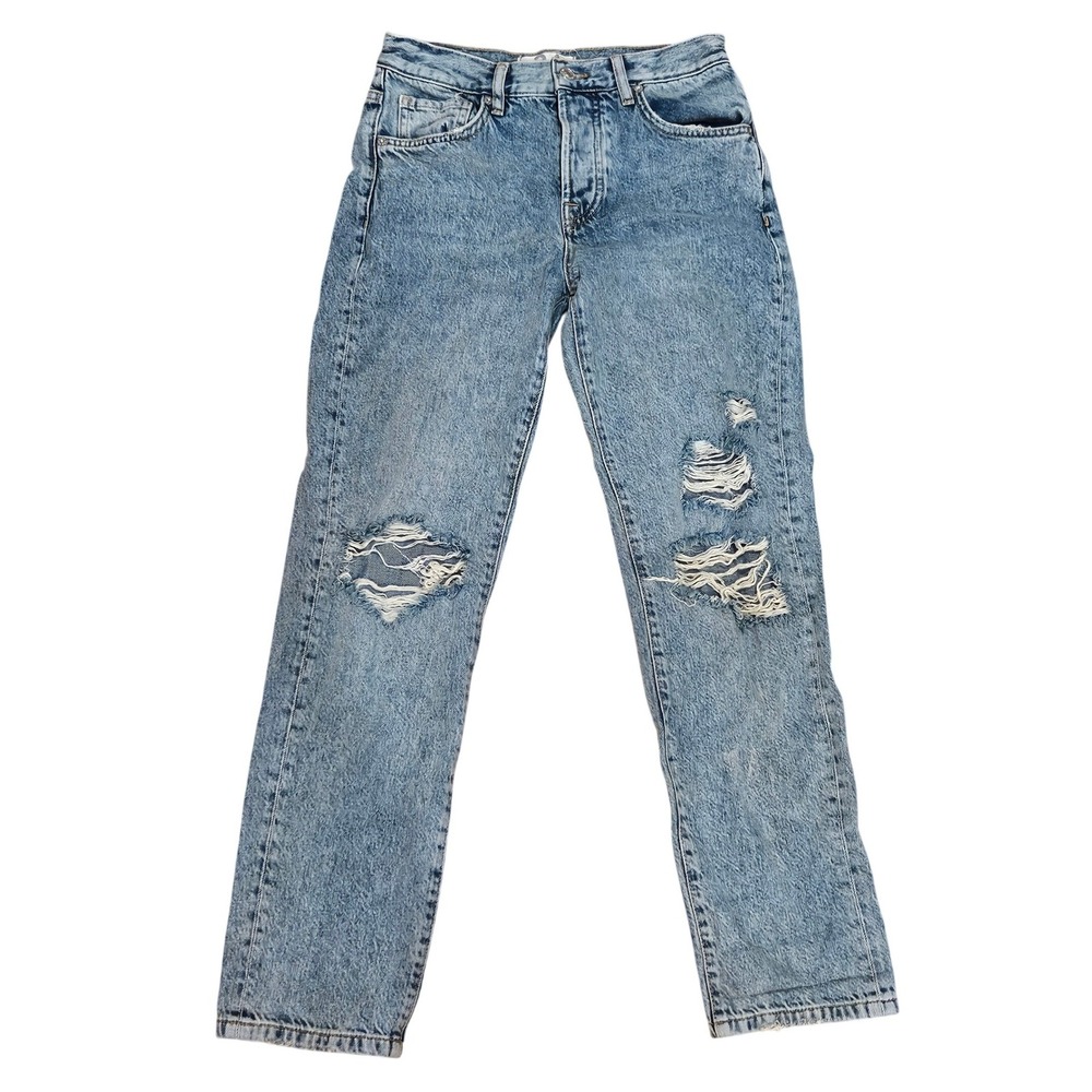 We The‎ Free Free People Distressed Straight Leg Jeans Light Wash Blue Size 24